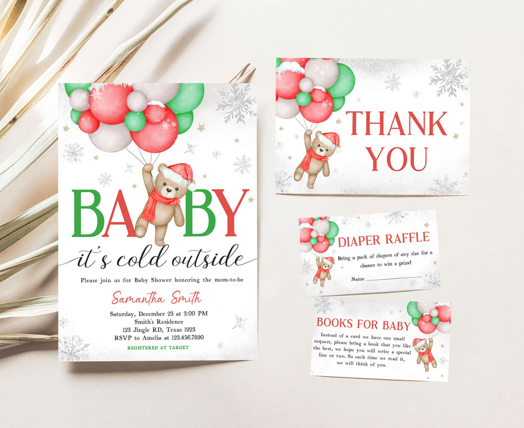 Bear Baby It's Cold Outside Baby Shower Invitation Set