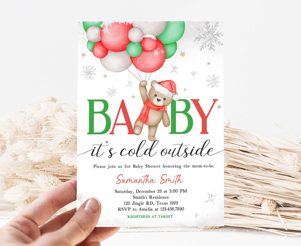 Bear Baby It's Cold Outside Baby Shower Invitation