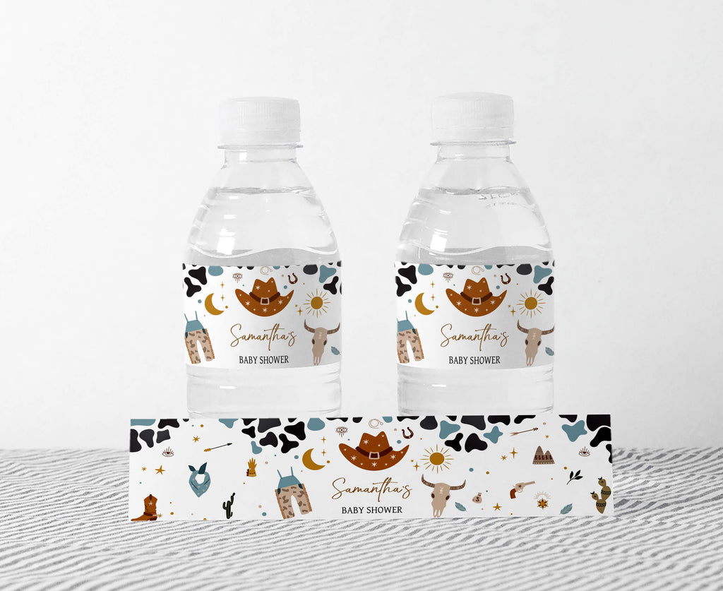 Cowboy Baby Shower Water Bottle Label Printable