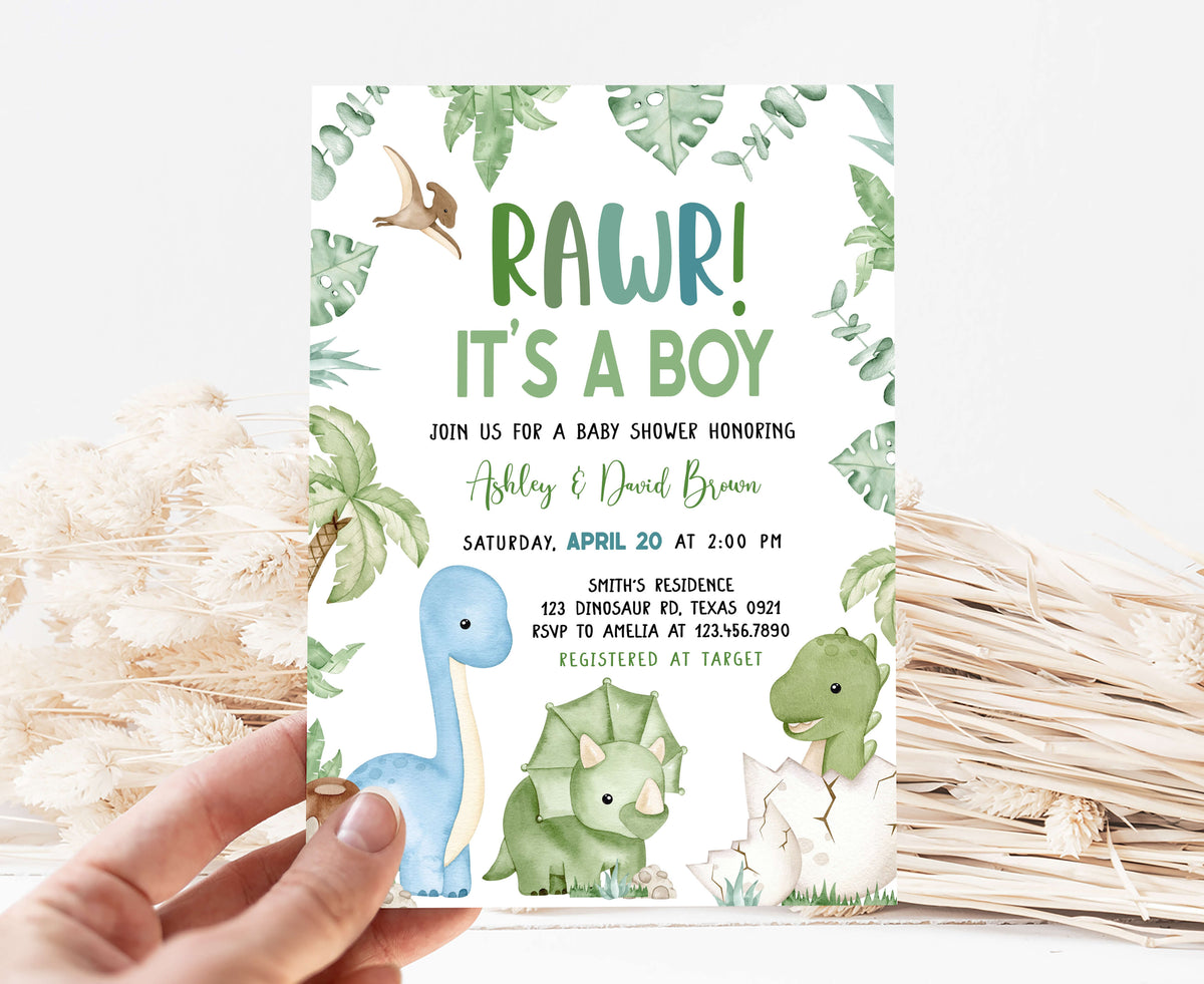 Editable Dinosaur Baby Shower Invitation – Cuddle Palette