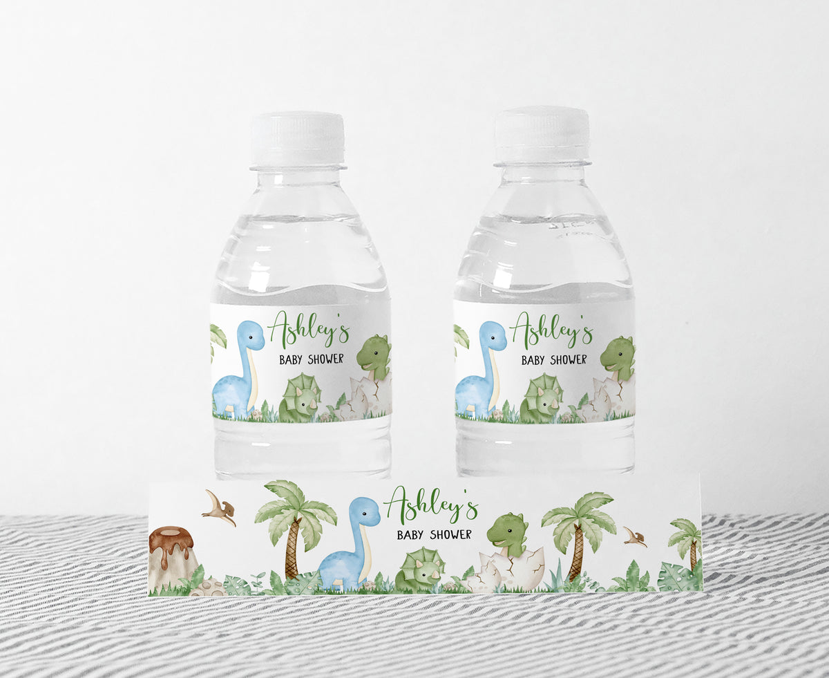 Editable Dinosaur Baby Shower Bottle Label – Cuddle Palette
