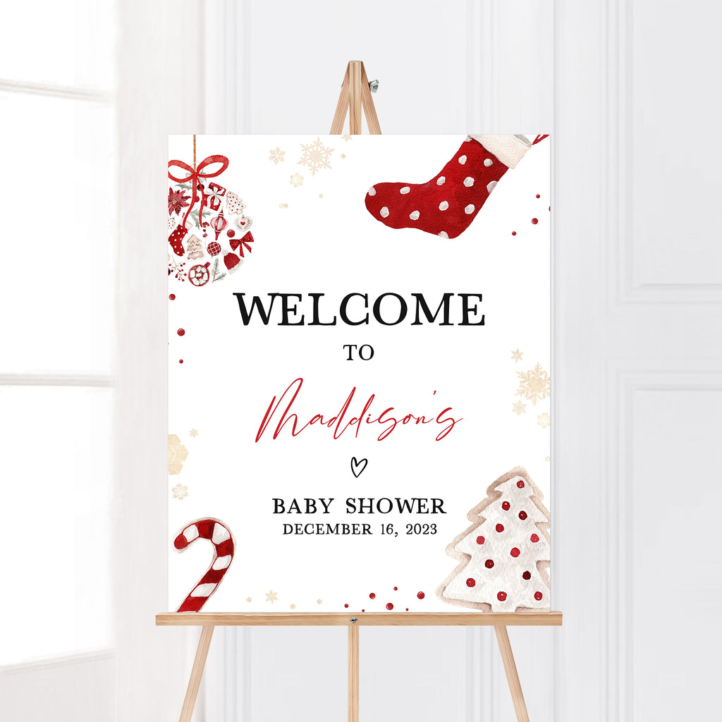 A Little Bundle of Joy Christmas Baby Shower Welcome Sign