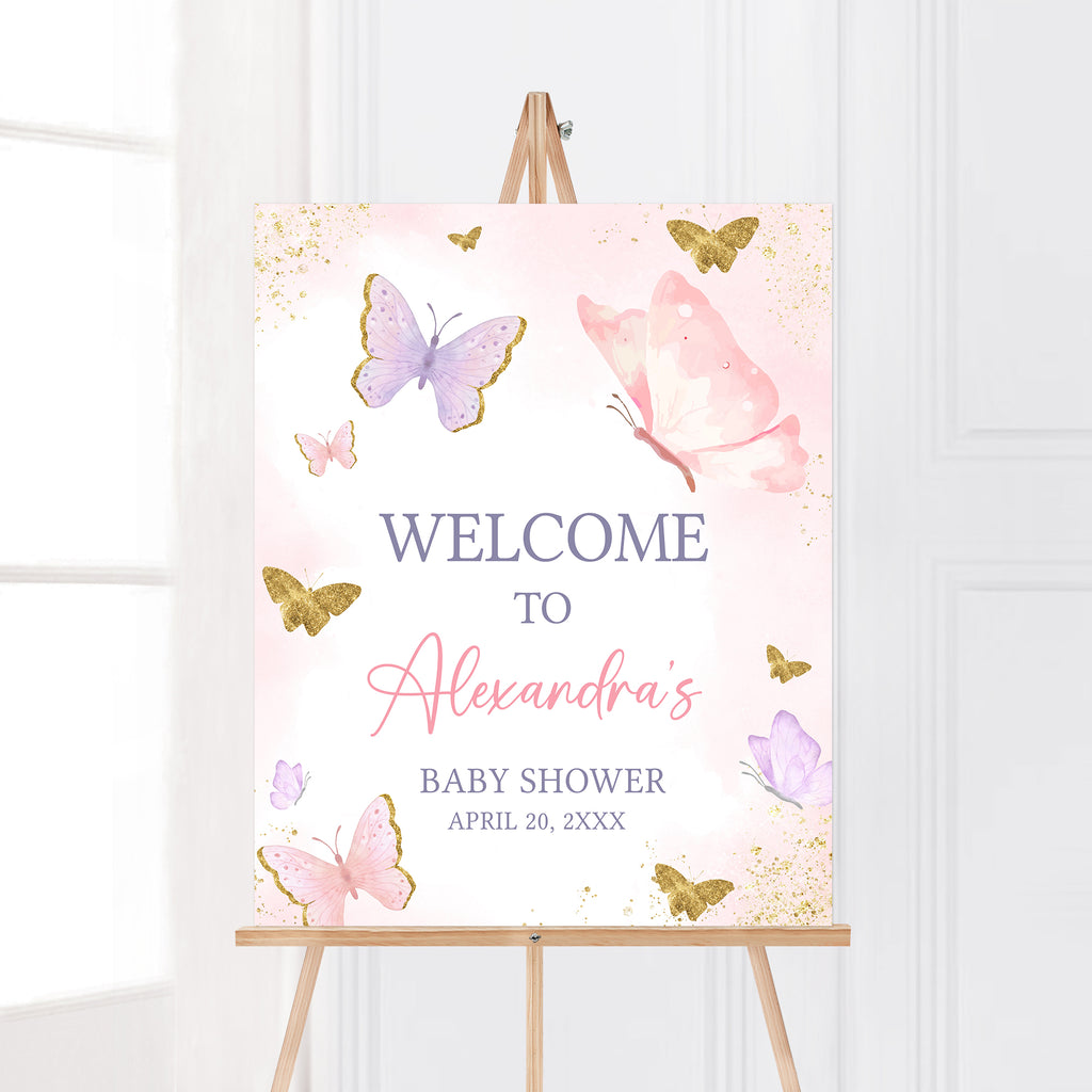Butterfly Baby Shower Welcome Sign