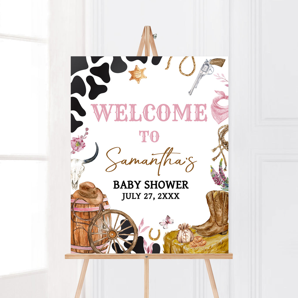 Girl Wild West Welcome Poster for Baby Shower