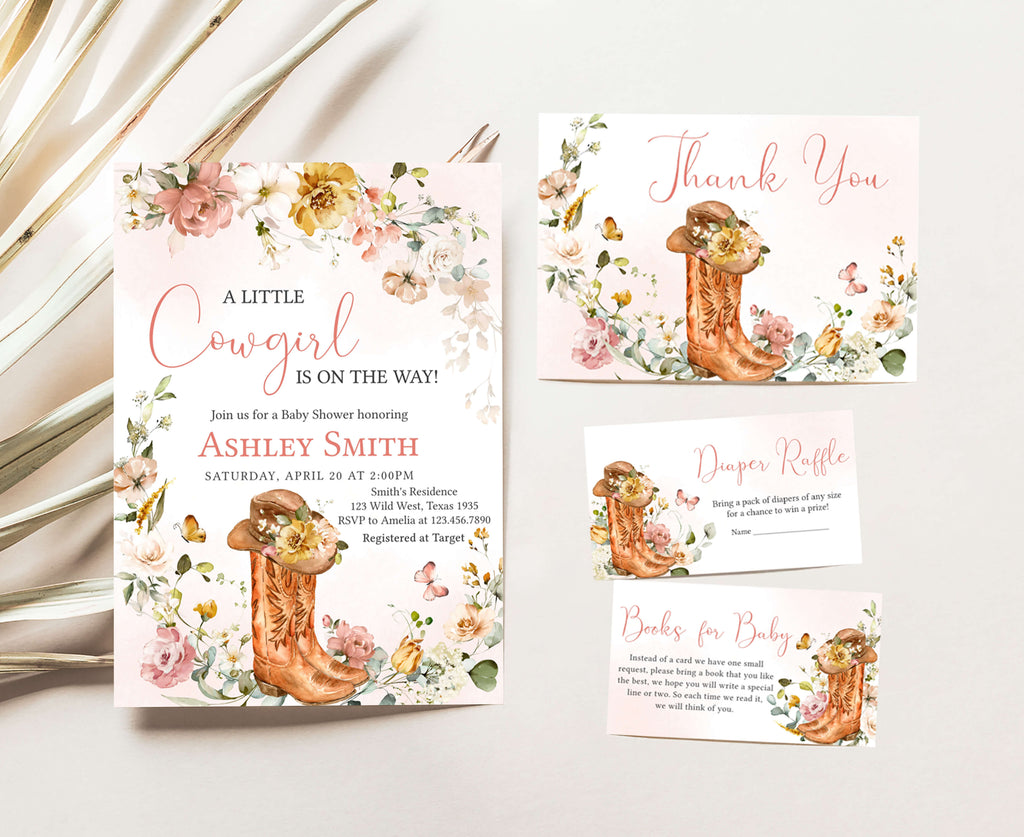 Invite Pack Templates for Little Cowgirl Baby Shower Download