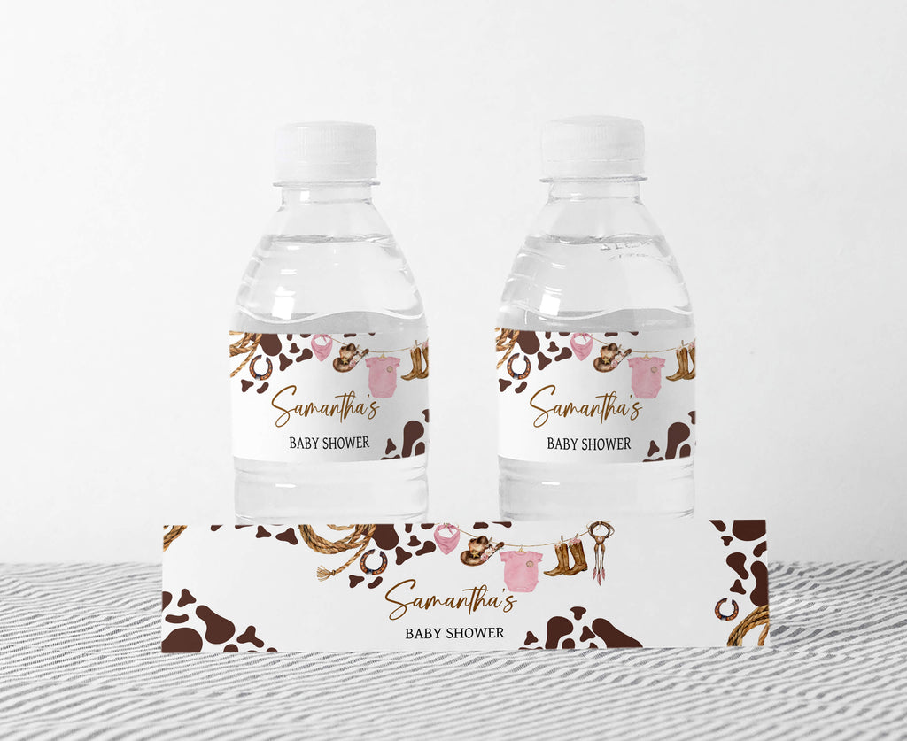 Pink Cowgirl Baby Shower Bottle Label