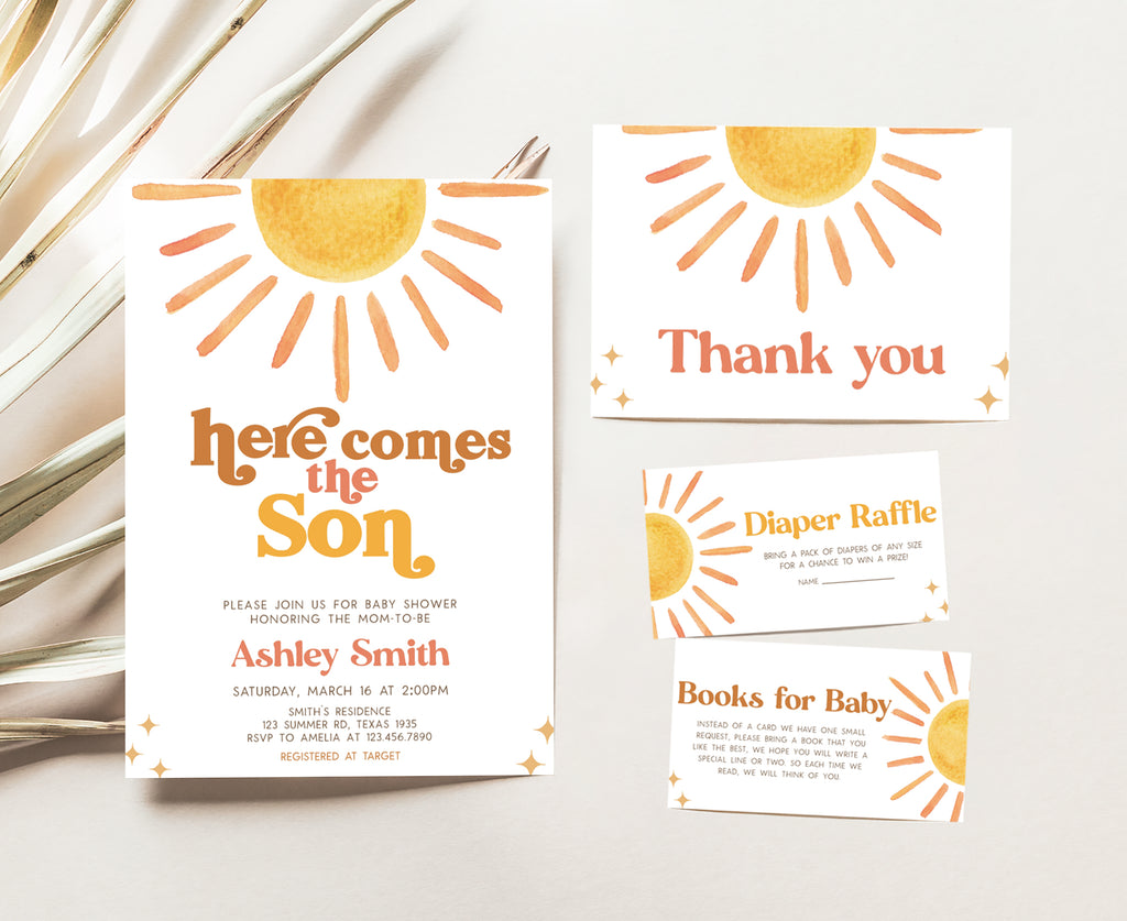 Here Comes the Son Baby Shower Invitation Set