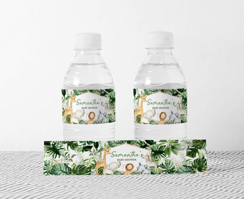 Greenery Safari Baby Shower Bottle Label