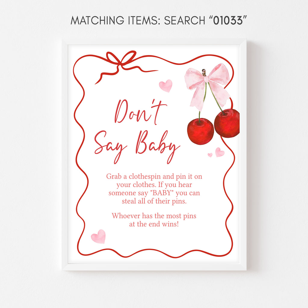 Cherry Baby Shower Don't Say Baby Sign