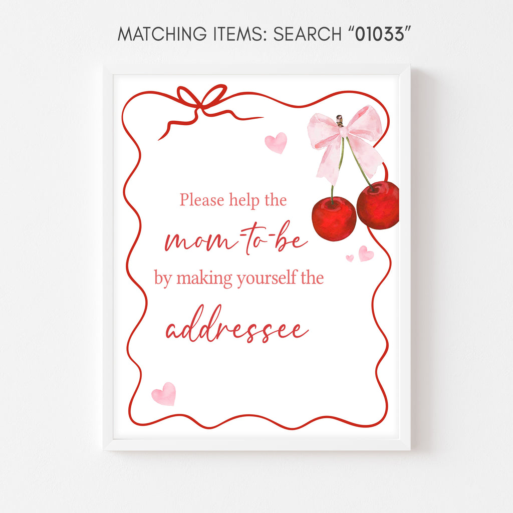 Cherry Baby Shower Envelope Station Sign