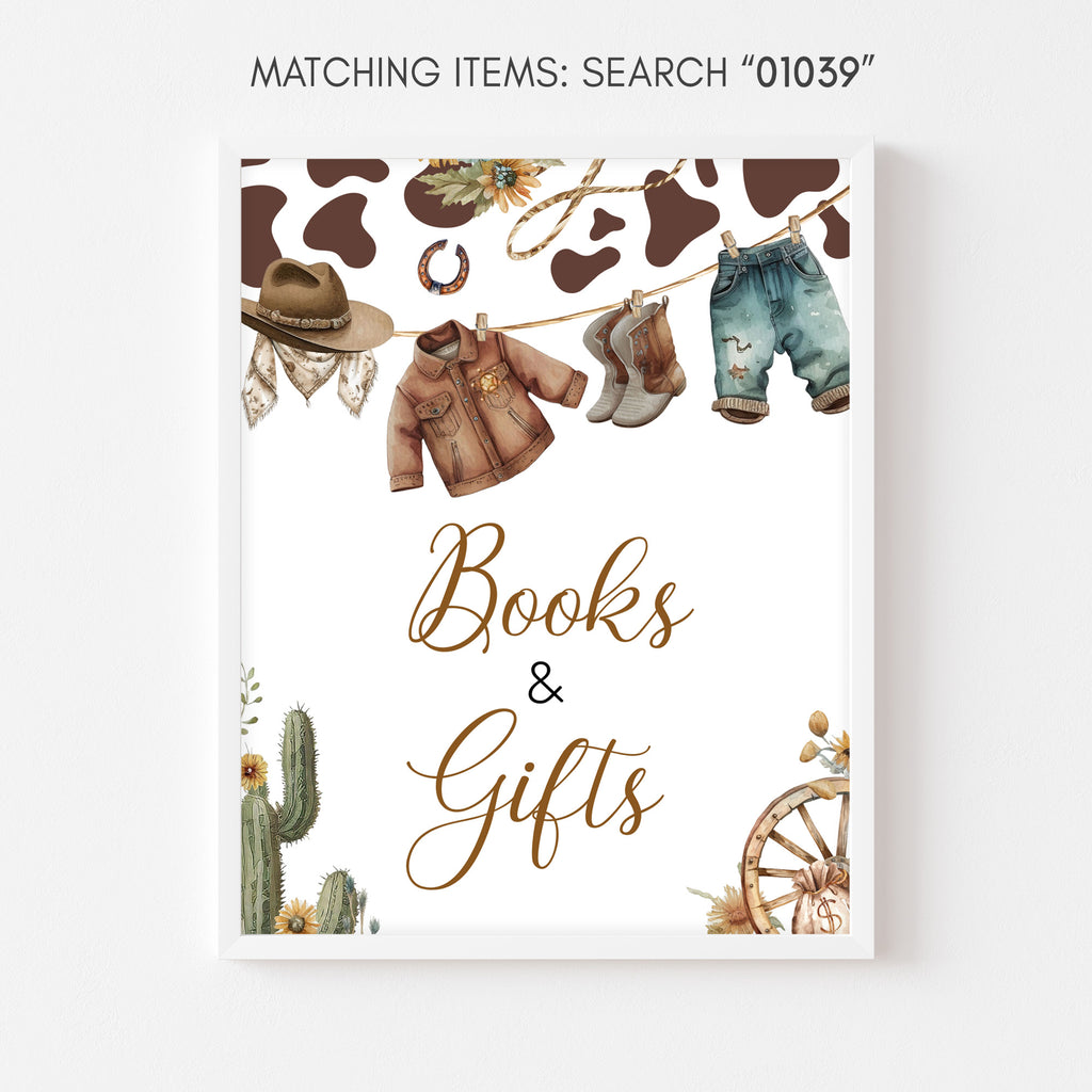 A Little Cowboy Baby Shower Books and Gifts Sign