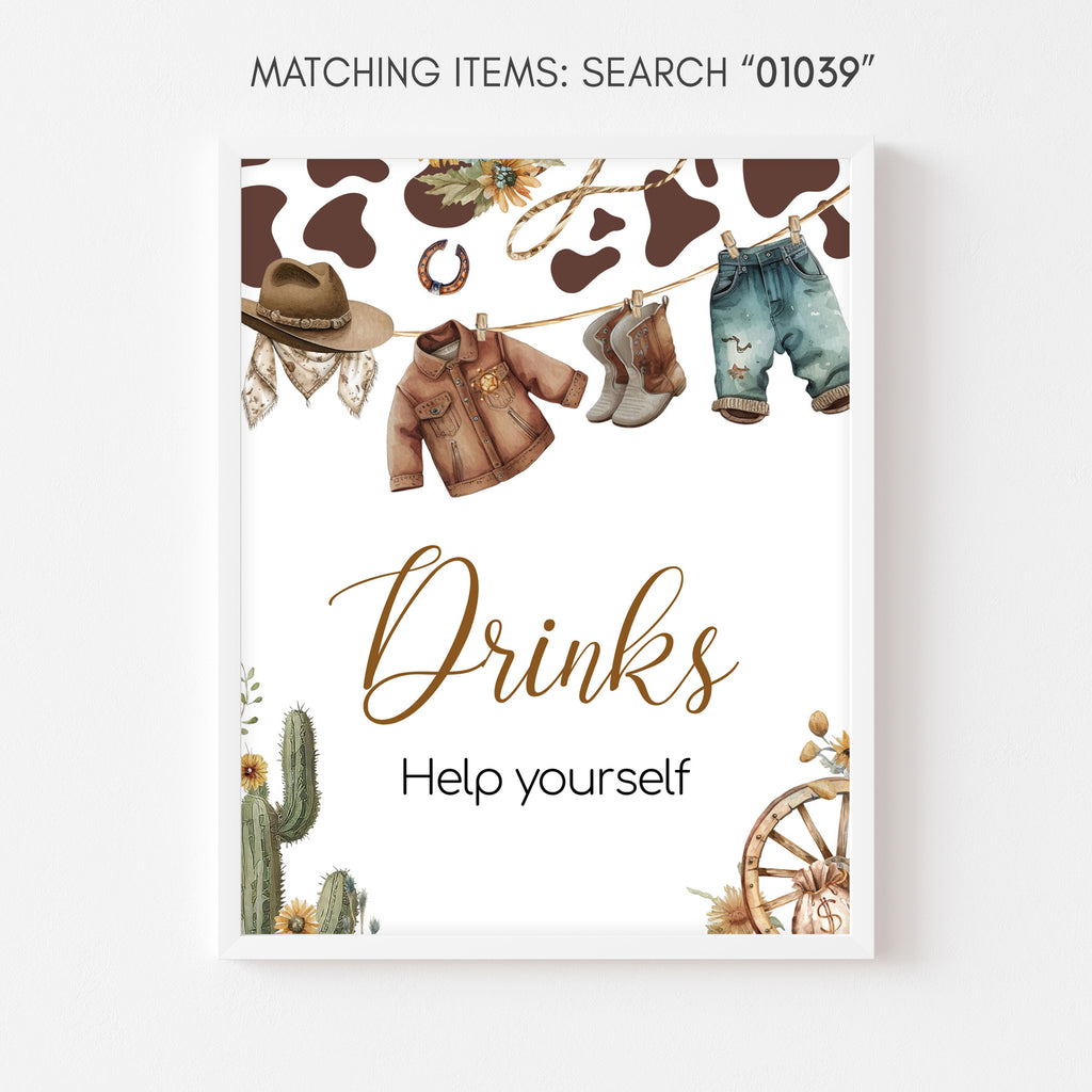 A Little Cowboy Baby Shower Drinks Sign