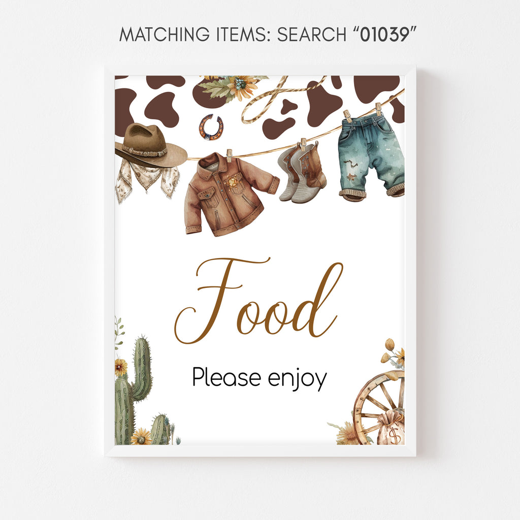 A Little Cowboy Baby Shower Food Sign