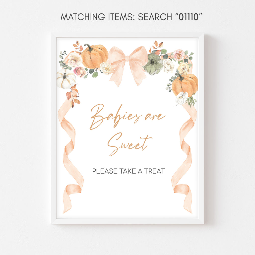 Cute Orange and Peach Baby Shower Babies are Sweet Table Sign for Fall
