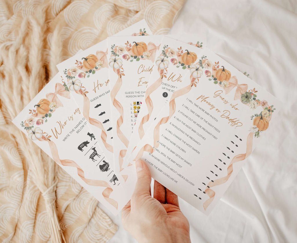 Pumpkin and Floral Autumn Baby Shower Games Design
