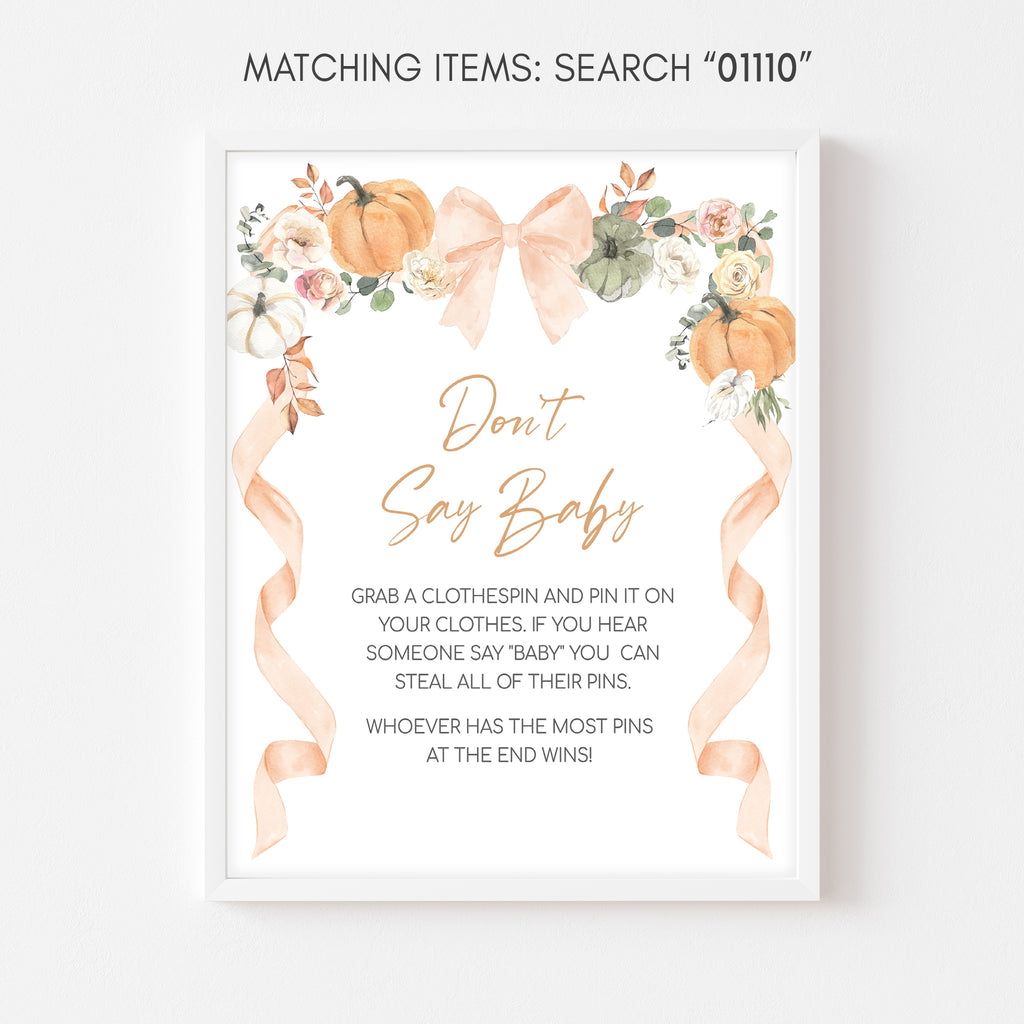 Fall Baby Shower Don't Say Baby with Pastel Pumpkins