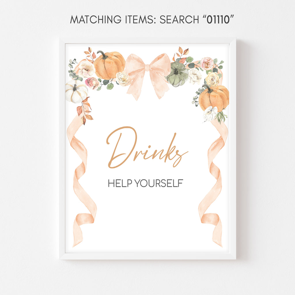Little Pumpkin Baby Shower Drinks Sign