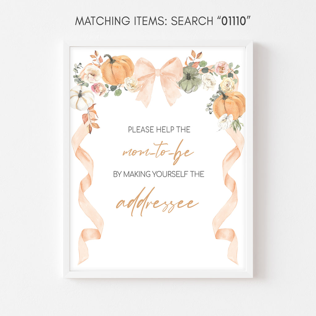 Boho Watercolor Pumpkin Baby Shower Envelope Station Sign