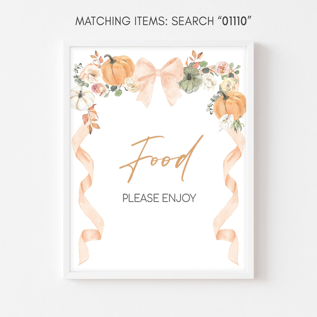 Cute Orange and Peach Baby Shower Food Table Sign for Fall