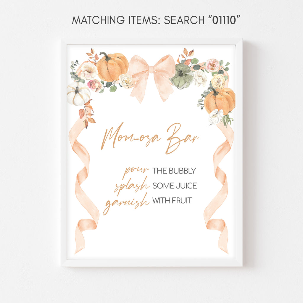 Little Pumpkin Baby Shower Mom Osa Bar Sign