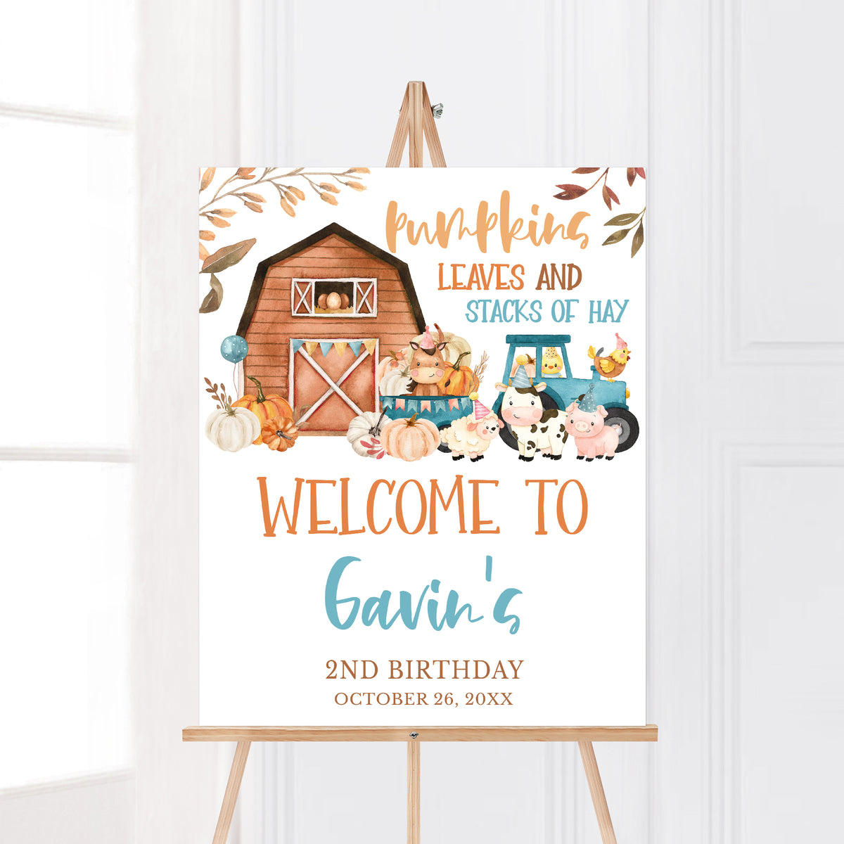 Editable Fall Birthday Party Welcome Sign – Cuddle Palette