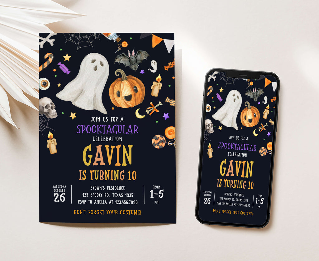 Spooktacular birthday invitation template