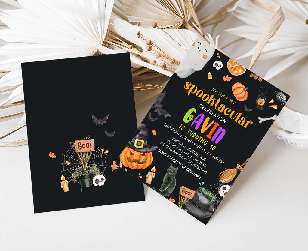 Spooky editable Halloween birthday card