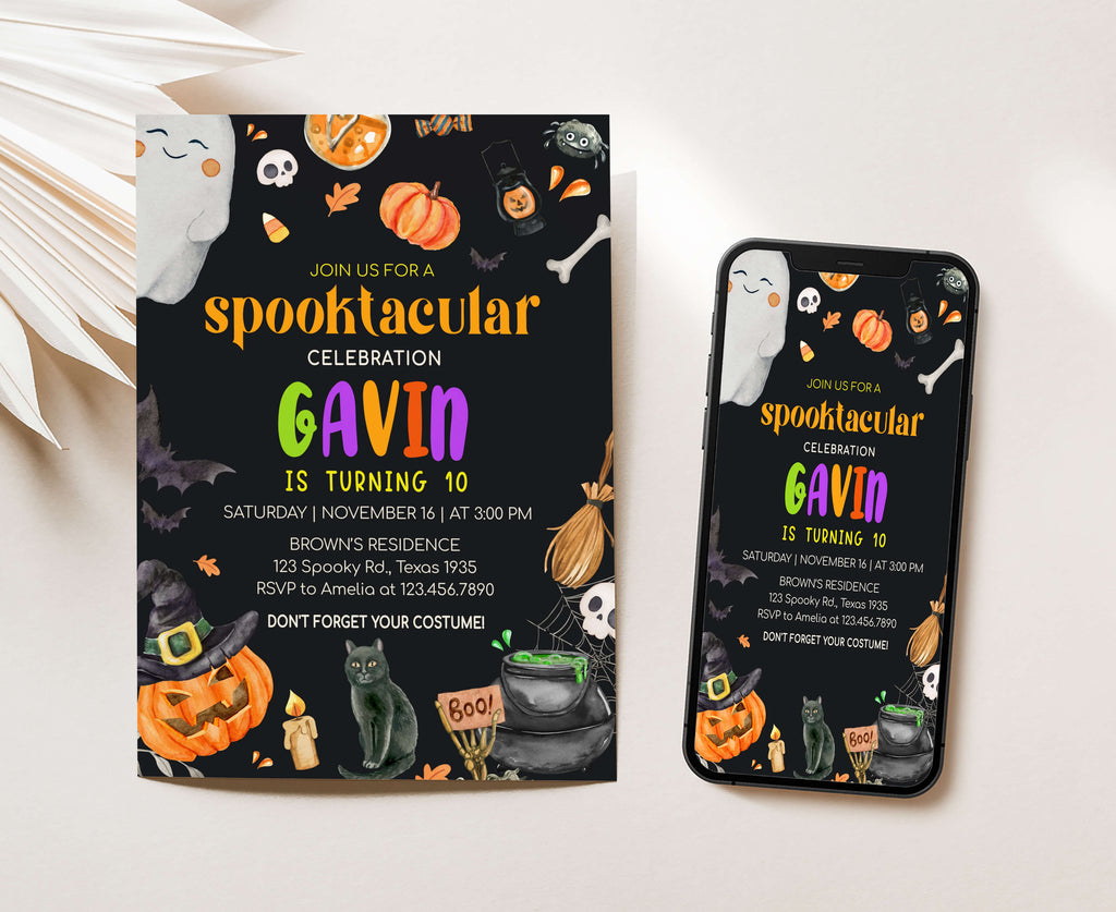 Personalized costume party invitation for Halloween