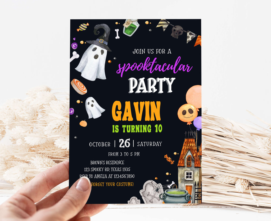 Printable haunted house Halloween invitation for kids