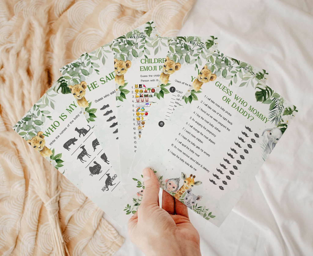 Safari Oh Baby Baby Shower Games Bundle