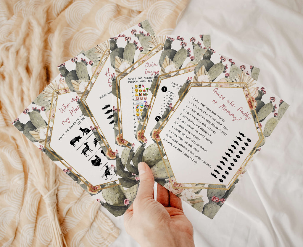 Oh Baby Cactus Baby Shower Games Bundle