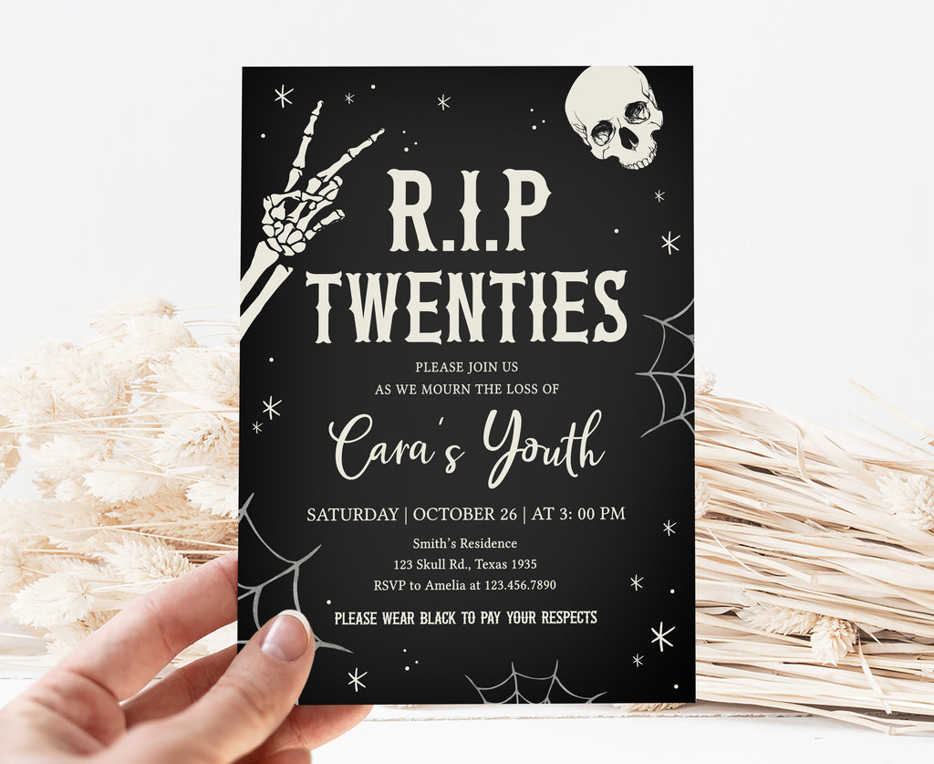 RIP Twenties themed Halloween birthday invitation