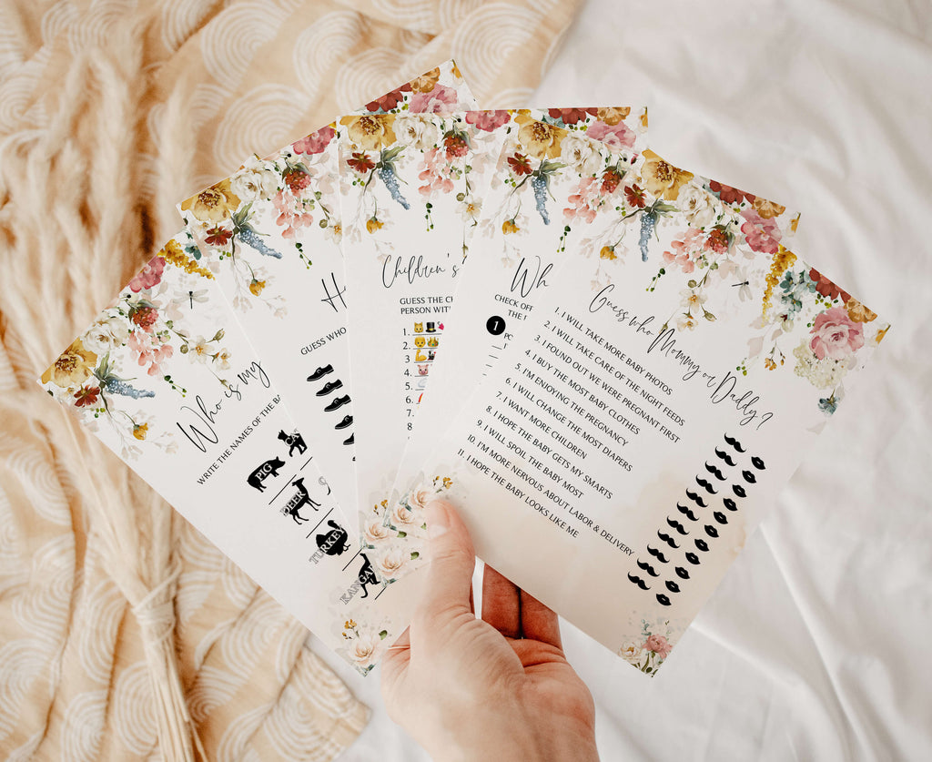 Garden Flowers Baby Shower Games Bundle