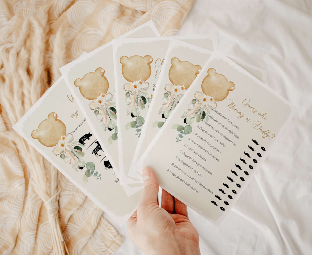 Balloon Bear Baby Shower Games Bundle