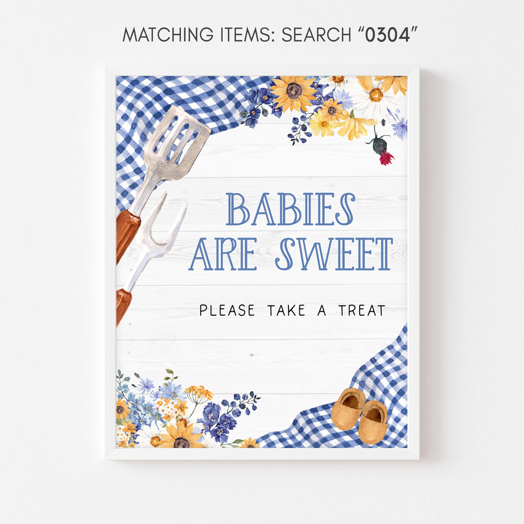 Blue BBQ Baby Shower Babies are Sweet Sign
