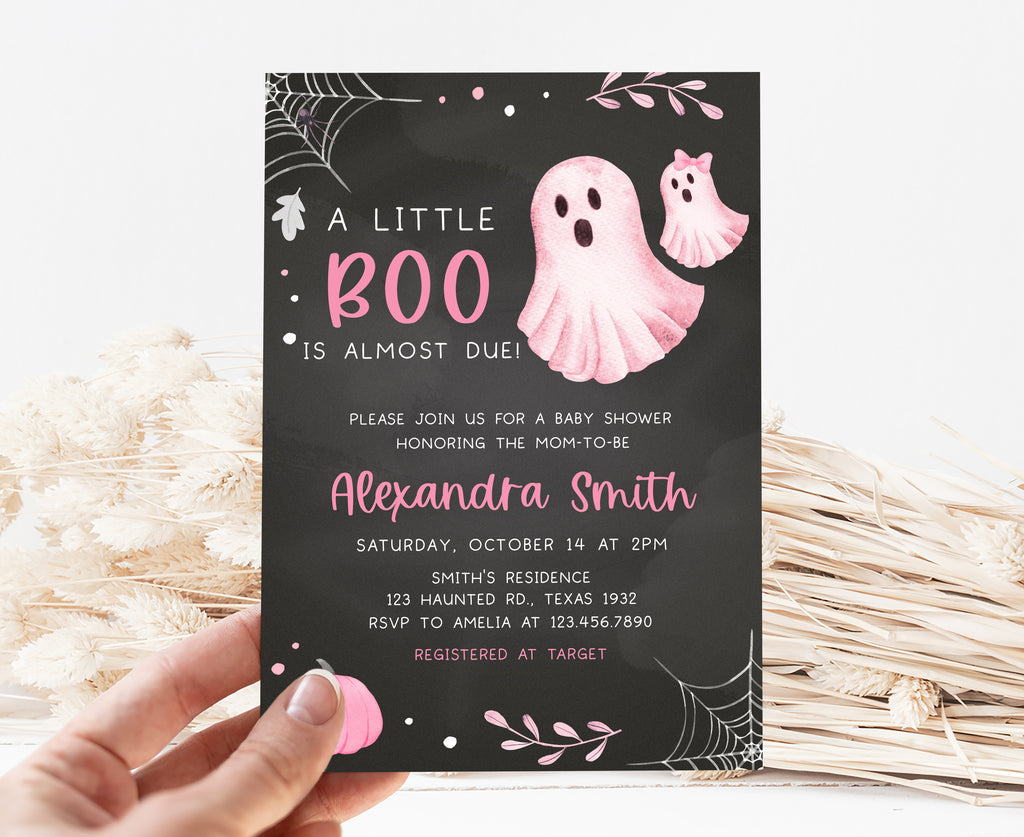 A little boo baby shower invitation for girl