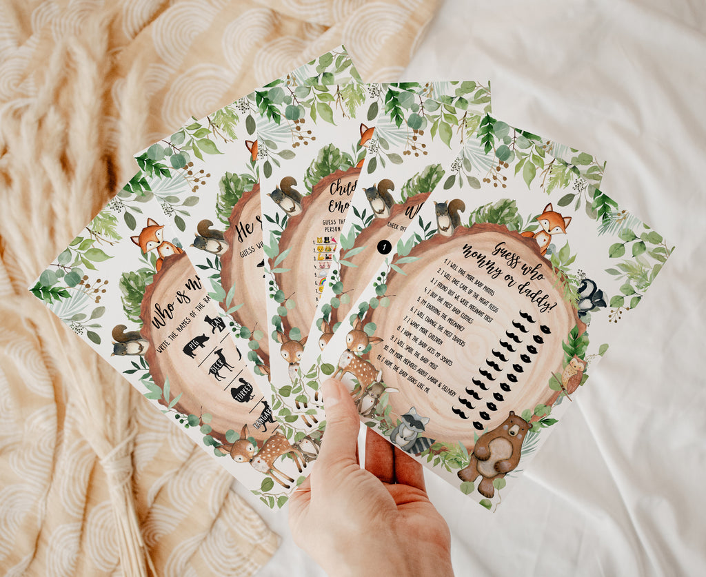 Woodland Baby Shower Games Bundle