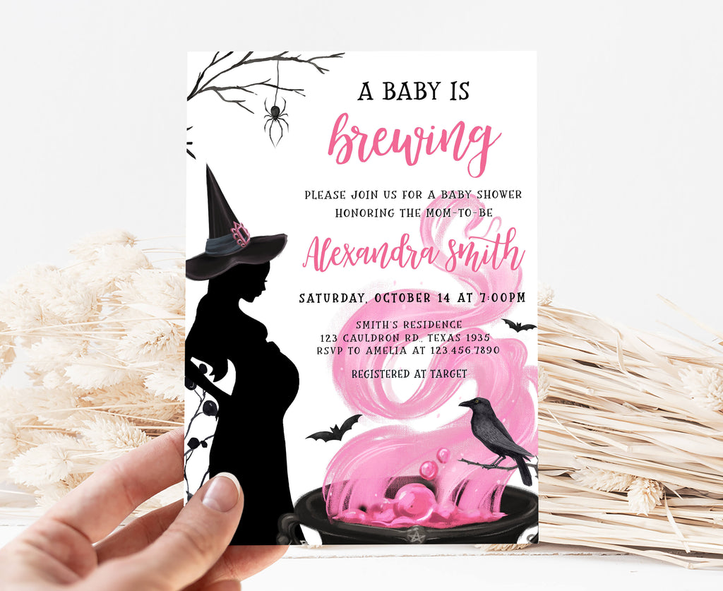 Editable A Baby Is Brewing invitation for girls