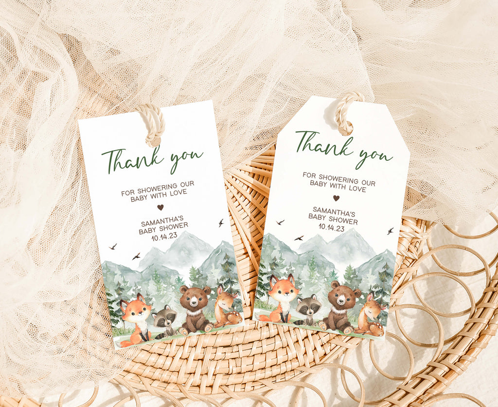 Let the Adventure Begin Woodland Baby Shower Favor Tag