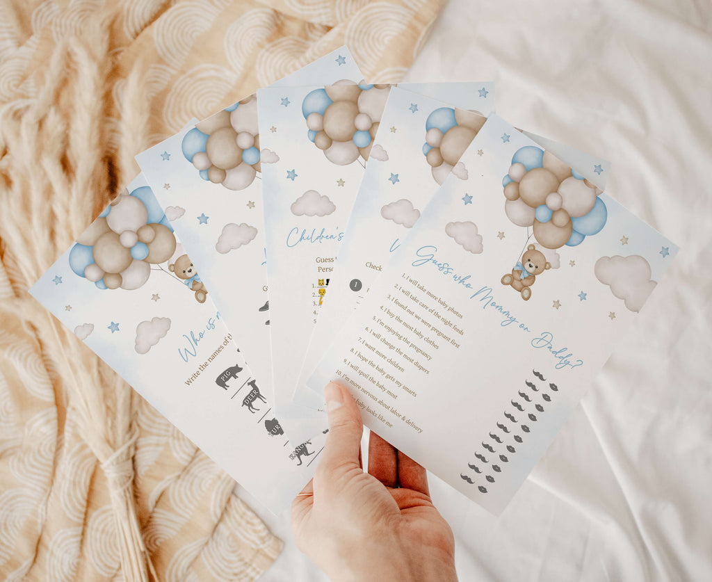 Blue Bear Baby Shower Games Bundle