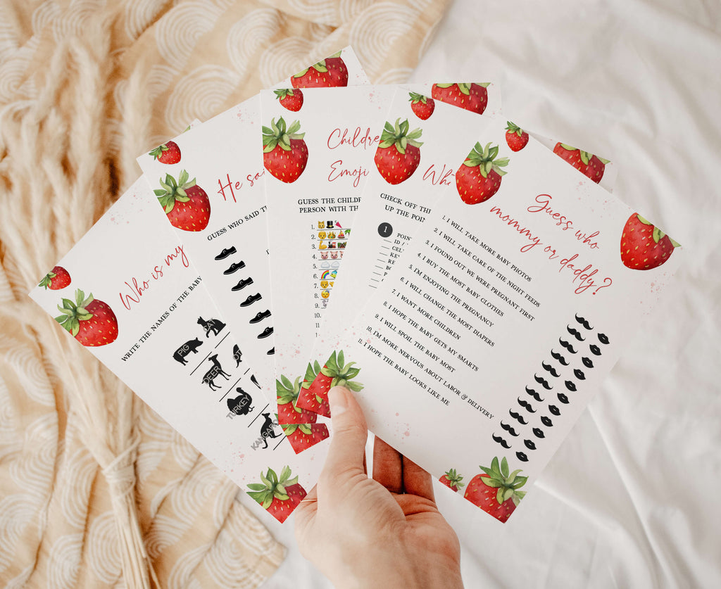 Strawberry Baby Shower Games Bundle