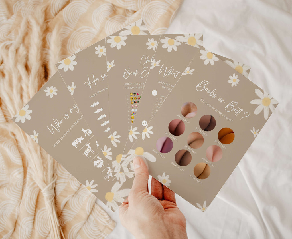 Floral Daisy Baby Shower Games Bundle