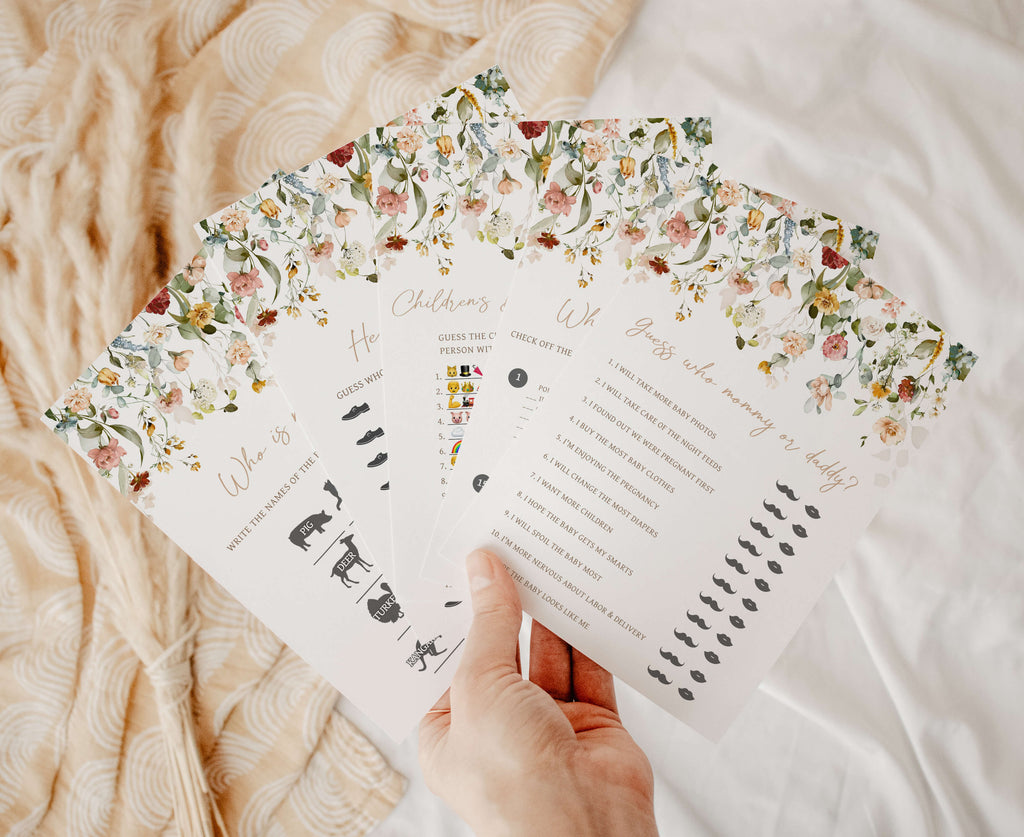 Baby in Bloom Wildflower Baby Shower Games Bundle