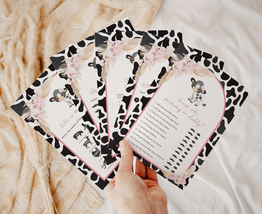 Cow Baby Shower Games Bundle