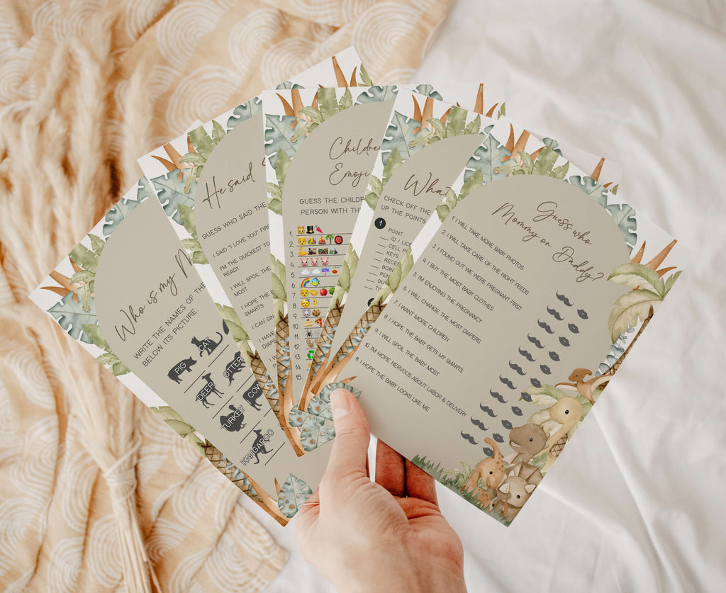 Dinosaur Safari Baby Shower Games Bundle