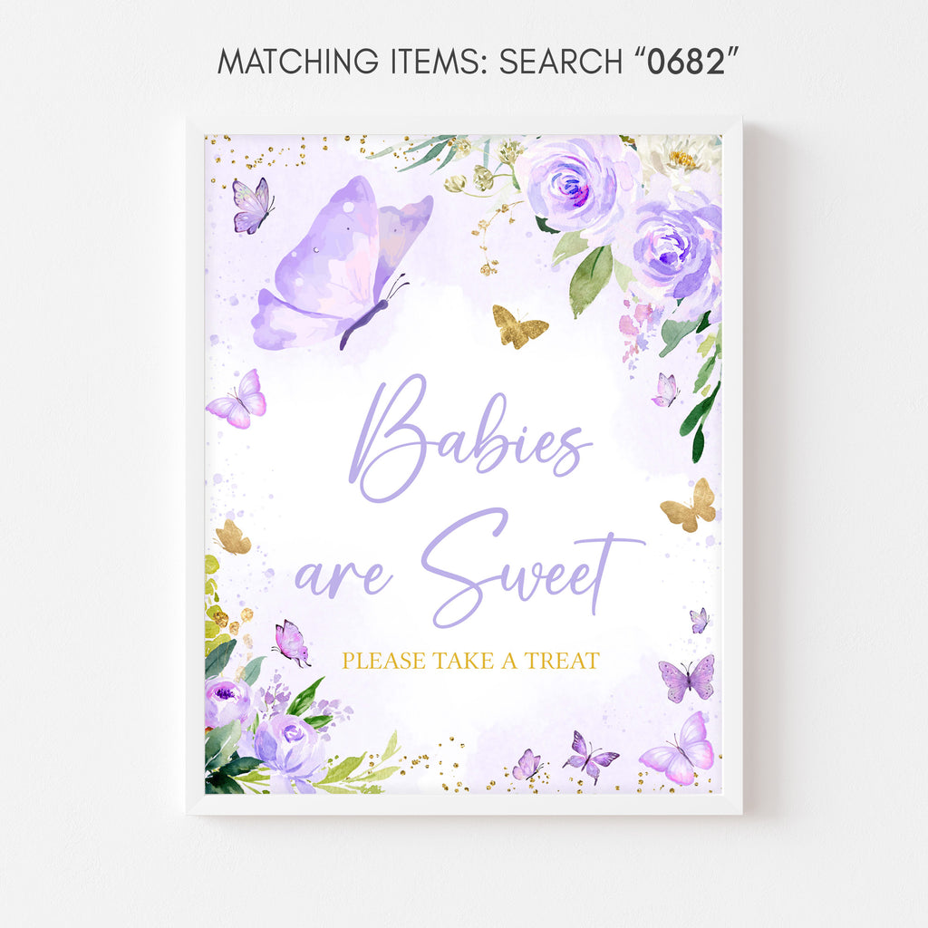 Purple Butterfly Baby Shower Babies are Sweet Sign