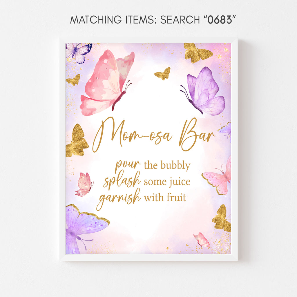 Pink Butterfly Girl Baby Shower Mom Osa Bar Sign