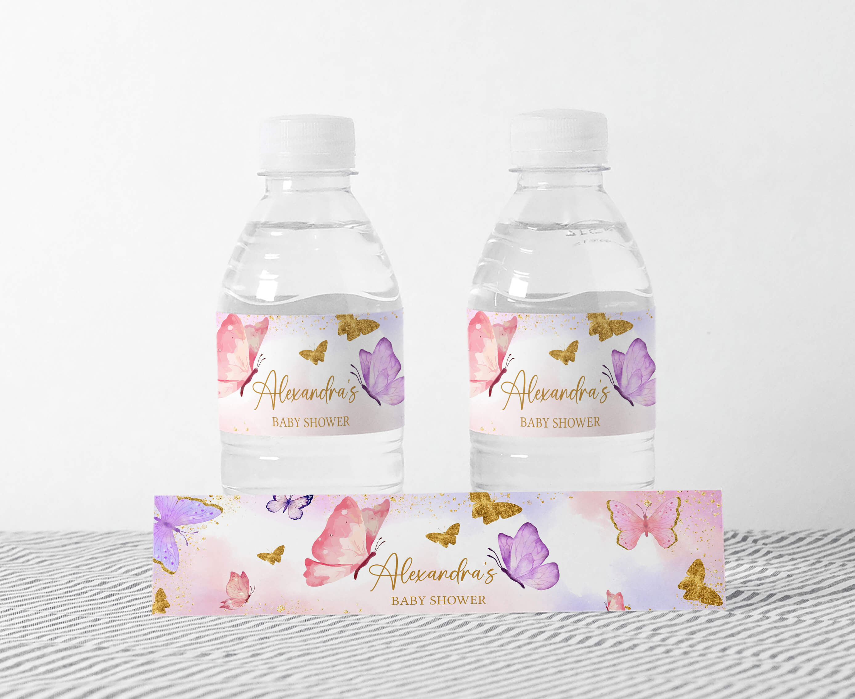 Pink Butterfly Label Editable Pink Butterfly Girl Baby Shower Bottle Label – Cuddle Palette