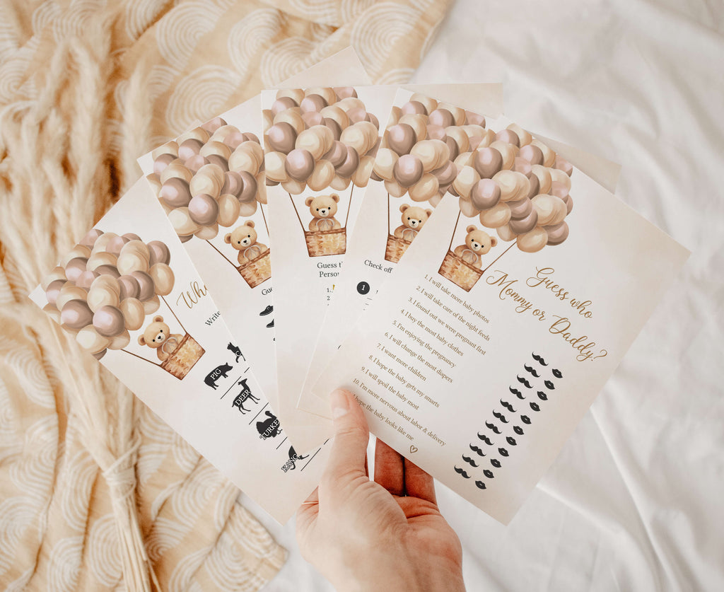 Gender Neutral Bear Baby Shower Games Bundle