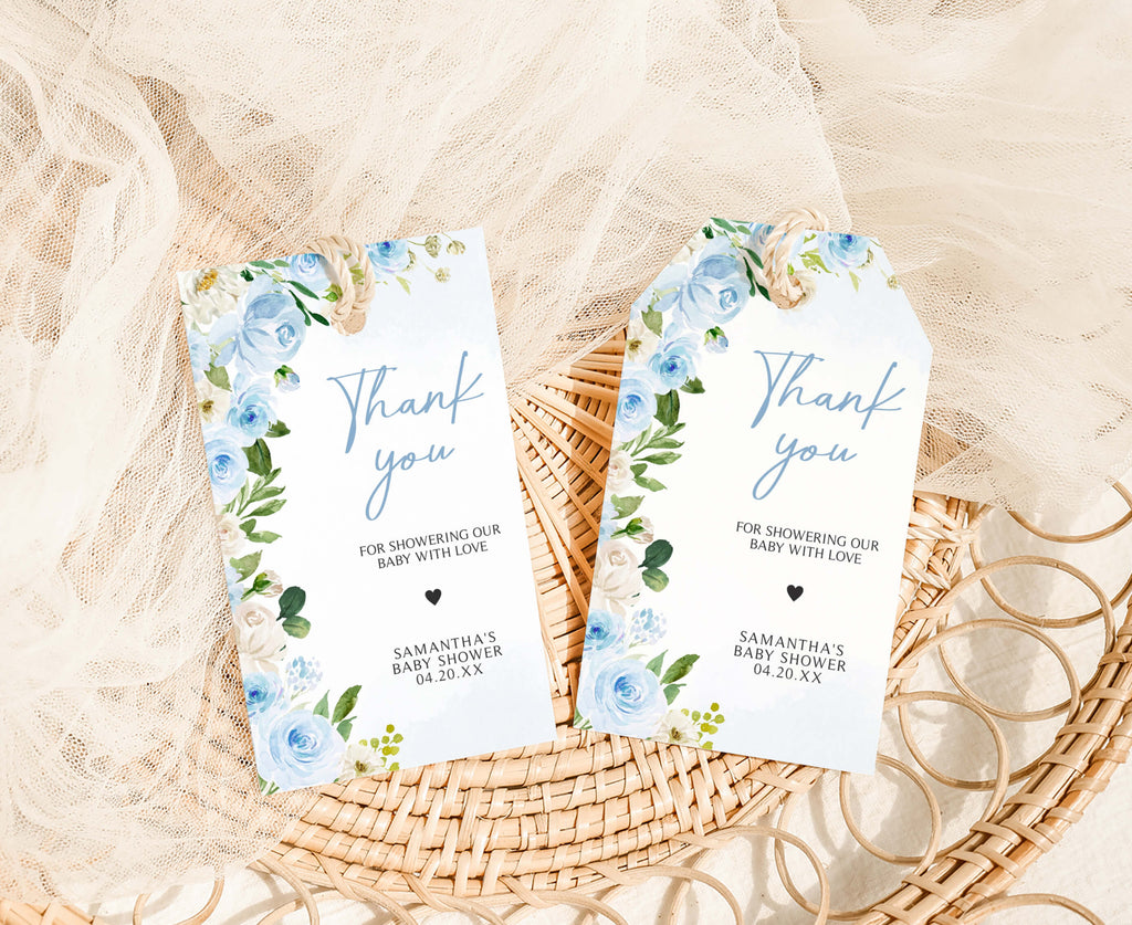 Boy Baby in Bloom Baby Shower Favor Tag